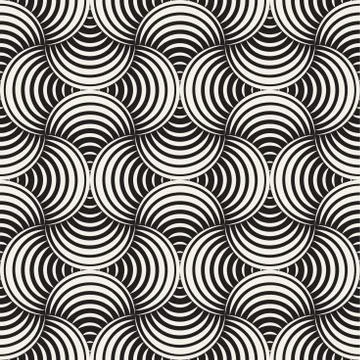 Vector Seamless Rounded Lines Pattern. Abstract Geometric Background Design.  Stock Illustration