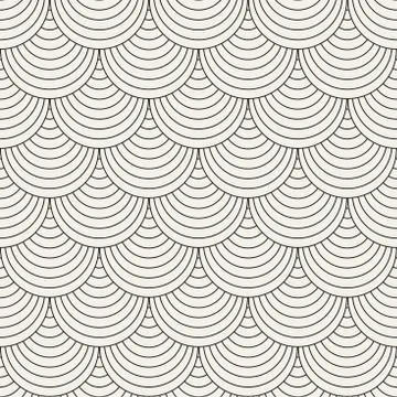 Vector Seamless Rounded Lines Pattern. Abstract Geometric Background Design.  Stock Illustration
