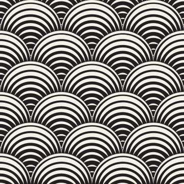 Vector Seamless Rounded Lines Pattern. Abstract Geometric Background Design.  Stock Illustration