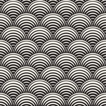 Vector Seamless Rounded Lines Pattern. Abstract Geometric Background Design.  イラスト素材