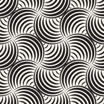Vector Seamless Rounded Lines Pattern. Abstract Geometric Background Design.  Stock Illustration