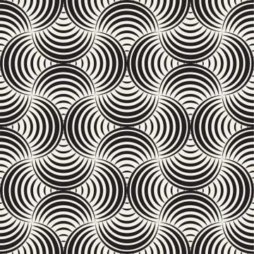 Vector Seamless Rounded Lines Pattern. Abstract Geometric Background Design.  스톡 일러스트