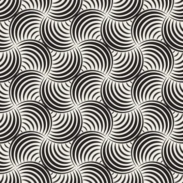 Vector Seamless Rounded Lines Pattern. Abstract Geometric Background Design.  Stock Illustration