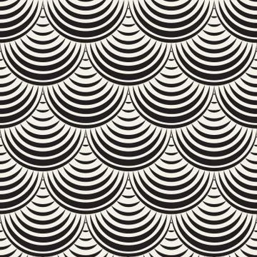 Vector Seamless Rounded Lines Pattern. Abstract Geometric Background Design.  Stock Illustration