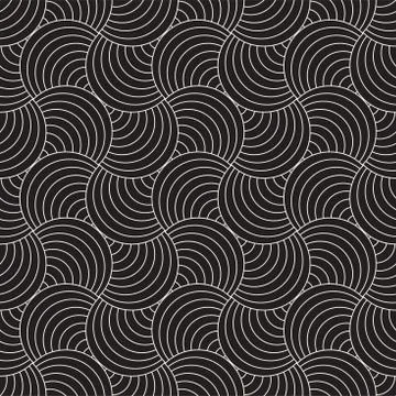 Vector Seamless Rounded Lines Pattern. Abstract Geometric Background Design.  스톡 일러스트