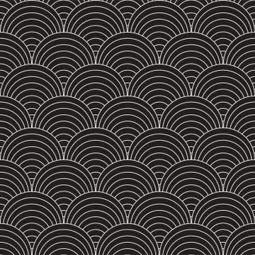 Vector Seamless Rounded Lines Pattern. Abstract Geometric Background Design.  Stock Illustration