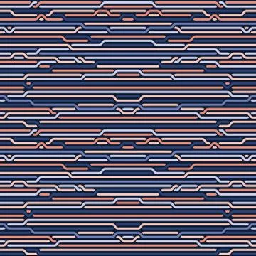 Vector Seamless Rounded Rope Lines Brade Pattern In Blue Navy  Pink Stock Illustration