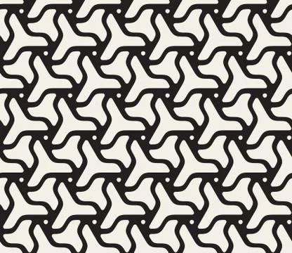 Vector Seamless Rounded Triangle Shape Swirl Line Pattern Stock Illustration