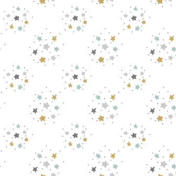 Vector seamless scandinavian pattern child with stars for web, print, wallpaper Stock Illustration