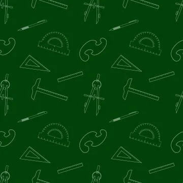 Vector Seamless School Item Background Stock Illustration