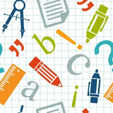 Vector seamless school pattern Stock Illustration