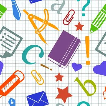 Vector seamless school pattern Stock Illustration