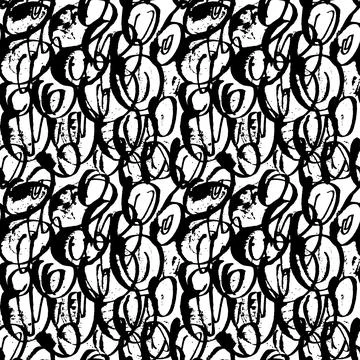 Vector seamless scribble pattern, made of chaotic lines. Black and white colo Illustrazione stock