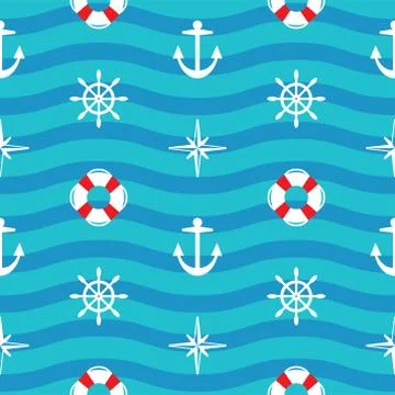 Vector seamless sea pattern Stock Illustration