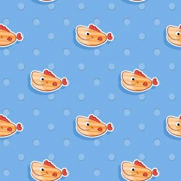 Vector seamless sea pattern with smiling orange fish. Pattern for children イラスト素材