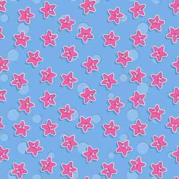 Vector Seamless sea pattern with starfish. Pattern for children Stock Illustration