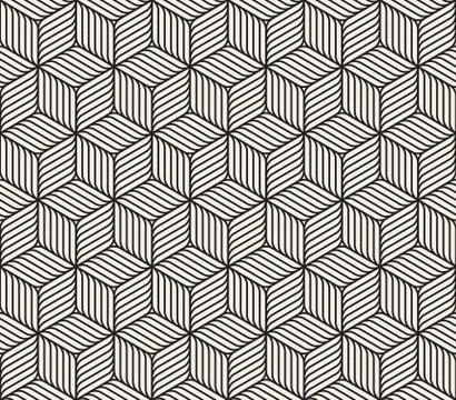 Vector Seamless Shades Gradient Cube Rhombus Grid Geometric Pattern イラスト素材