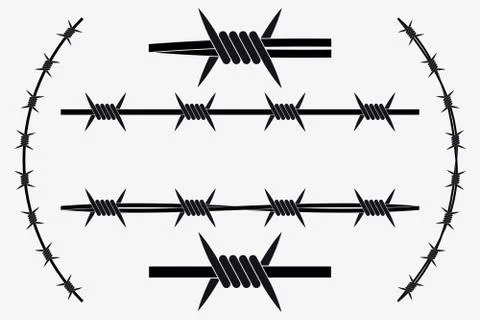 Vector Seamless Silhouette of Barbed Wire Stock Illustration