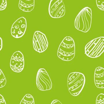 Vector seamless simple pattern with ornamental eggs. Easter holiday green Illustrazione stock