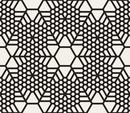 Vector Seamless Snowflake Grid Geometric Pattern Stock Illustration