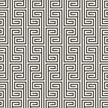 Vector seamless spiral lines pattern. Repeating abstract background. Black and Stock Illustration
