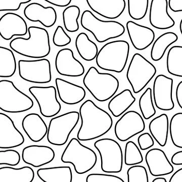 Vector seamless spotted pattern. Black outline of various shapes on a white Stock Illustration