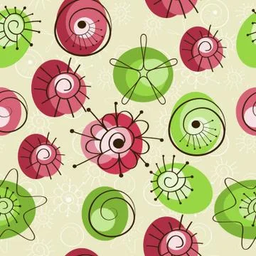 Vector seamless spring background, abstract floral elements Stock Illustration