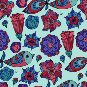 Vector seamless spring floral pattern Stock Illustration