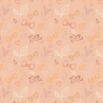 Vector seamless spring pattern with flowers, bouquets, plants Stock Illustration