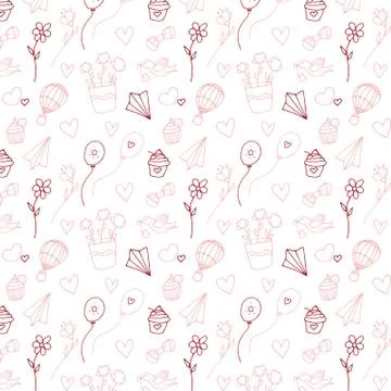 Vector seamless spring pattern with flowers, bouquets, plants Stock Illustration