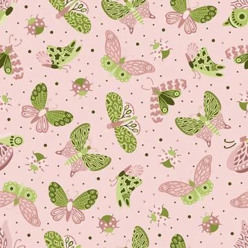 Vector seamless spring pattern with flowers, bouquets, plants Stock Illustration