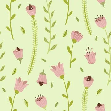 Vector seamless spring pattern with flowers, bouquets, plants 스톡 일러스트