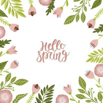 Vector seamless spring pattern with flowers, bouquets, plants Stock Illustration
