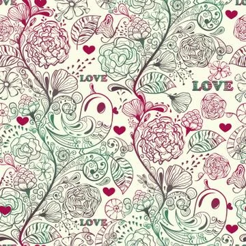 Vector seamless spring pattern Stock Illustration
