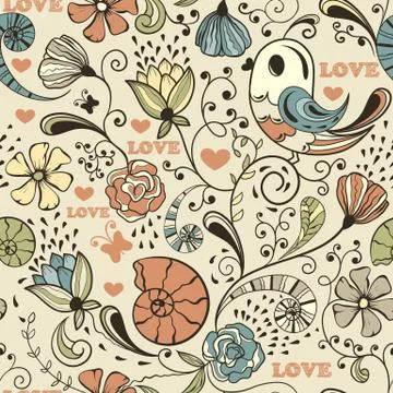 Vector seamless spring pattern Stock Illustration