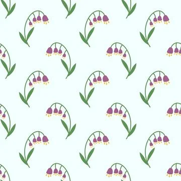 Vector seamless spring pattern of lilies of the valley Stock Illustration