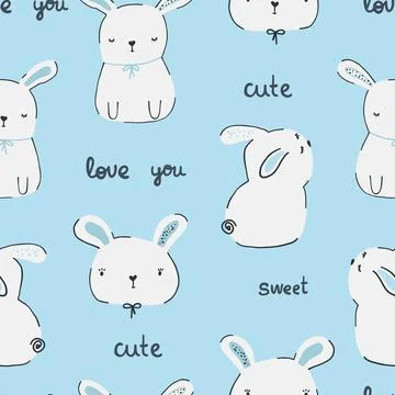 Vector seamless spring pattern with rabbits. Easter pattern. cartoon bunnies Stock Illustration