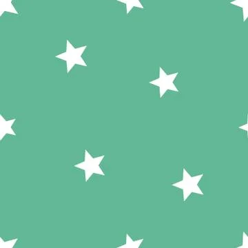 Vector seamless star pattern, star background in soft green color. Stock Illustration