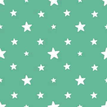 Vector seamless star pattern, star background in soft green color. Stock Illustration