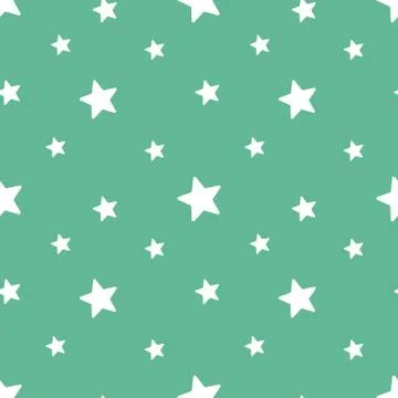 Vector seamless star pattern, star background in soft green color. Stock Illustration
