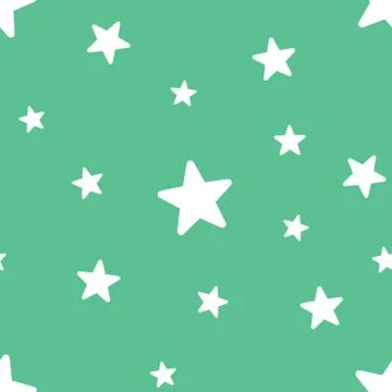 Vector seamless star pattern, star background in soft green color. Illustrazione stock