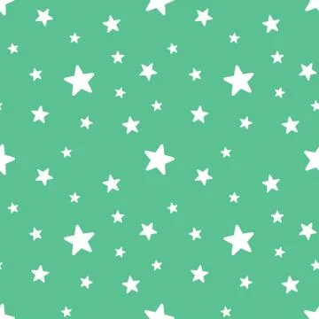 Vector seamless star pattern, star background in soft green color. Stock Illustration