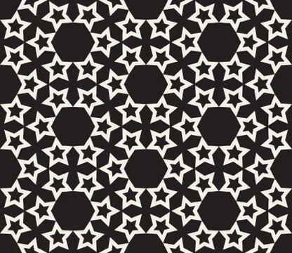 Vector Seamless  Stars and Hexagons Geometric Pattern Stock Illustration
