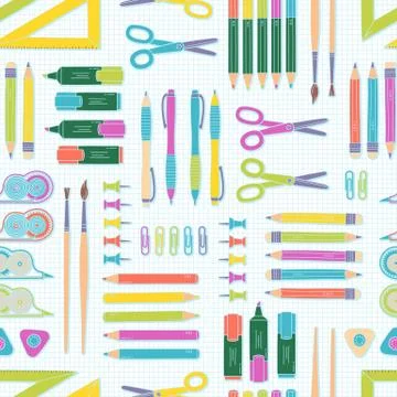 Vector seamless stationery pattern. School and office background イラスト素材