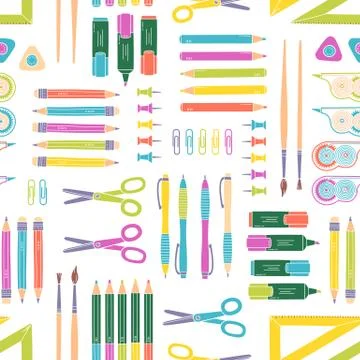 Vector seamless stationery pattern. School and office background 스톡 일러스트