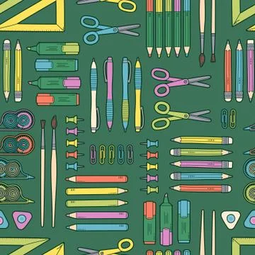 Vector seamless stationery pattern. School and office background 스톡 일러스트
