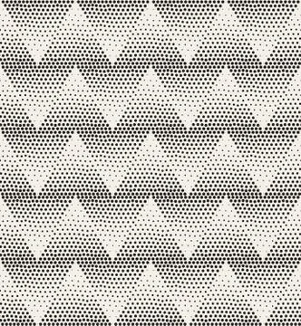 Vector Seamless Stippling Chevron ZigZag Halftone Gradient Pattern Stock Illustration