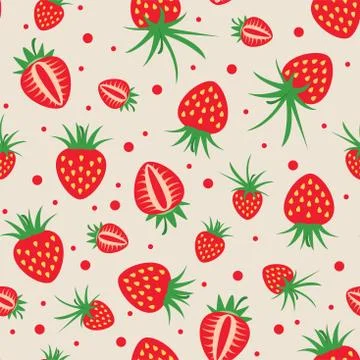 Vector seamless strawberry pattern Stock Illustration