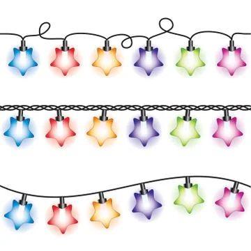 Vector seamless strings of christmas light lamps Stock Illustration