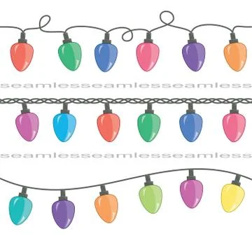 Vector seamless strings of christmas light lamps Stock Illustration